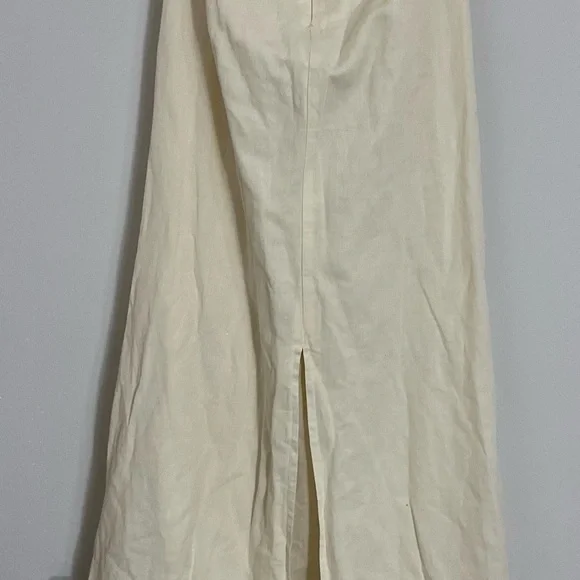 TopShop Women Size 4 Linen Blend Maxi Skirt Back Zip Back Slit & Side Runch NWT - Picture 2 of 10